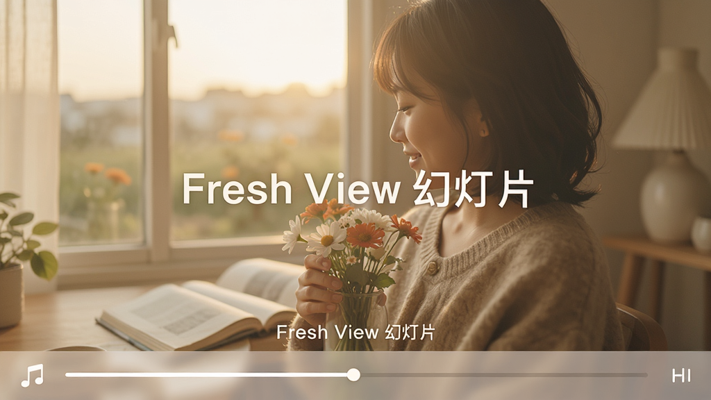 Fresh View �õ�Ƭ����ģʽ������Ϊȫ��ͼƬչʾ�����е��뵭������Ч��������Ϊ���д�ͼ���ײ��в��ſ��������Ű漫�򣬷����ܰ��ϸ�ڰ�������ͼ�ꡢ����ָʾ�������������ɾ��޶���Ԫ�أ�����������'Fresh View �õ�Ƭ'