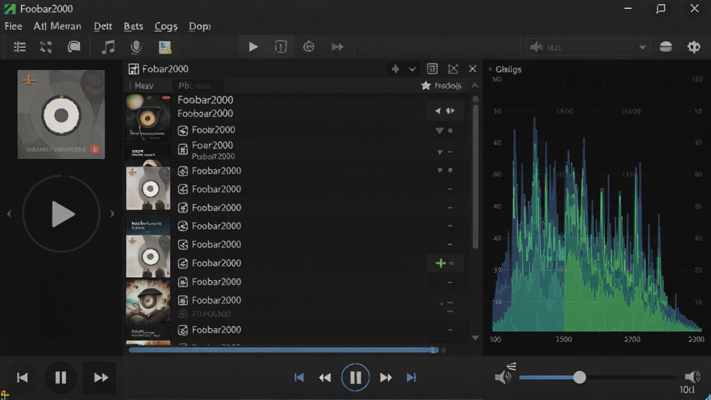 һ��չʾ Foobar2000 �����������ͼƬ������Ϊ��ɫ��Լ������Ƶ���������ڣ����������ǲ����б��������Ϊר����������ͼ���Ҳ�ΪƵ�׿��ӻ���壬�Ű�������գ����Ϊ�ִ�����Ƽ��У�ϸ�ڰ��������˵������ײ����ſ��ư�ť���������飬���������������ɾ��޶���Ԫ�أ������д������� 