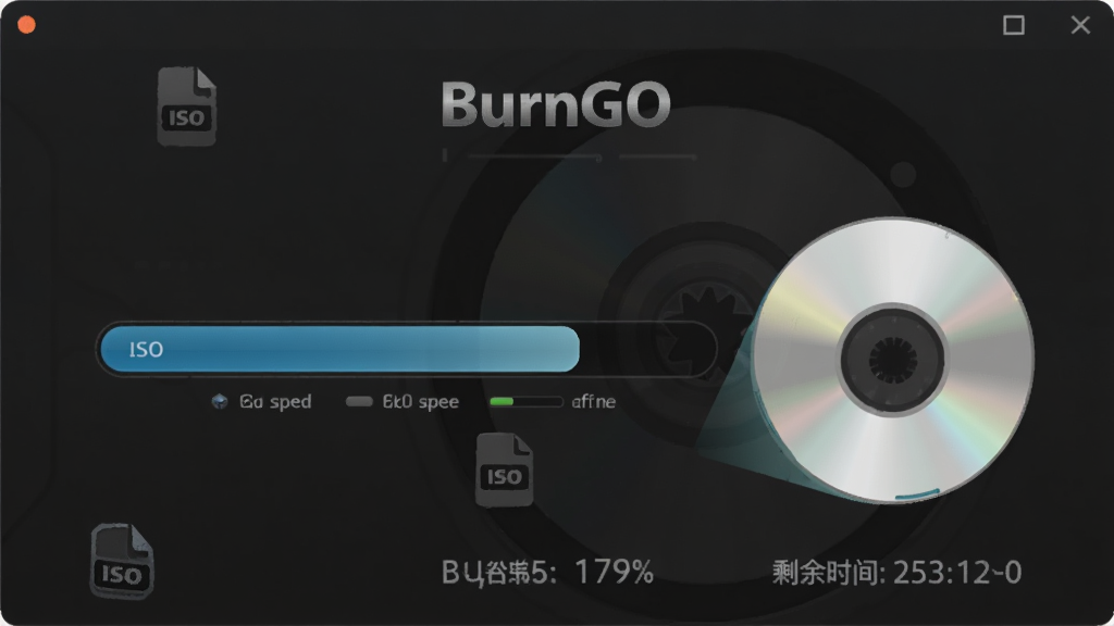 �չ���¼��BurnGO�������������Ƚ��棬����Ϊ����������̶�ȡ����������Ϊ����չʾ���Ű��࣬���Ϊ��ɫ�Ƽ��磬ϸ�ڰ���ISO�ļ�ͼ�ꡢ��ȡ�ٶ���ֵ��ʣ��ʱ�����֣������������ɾ����޶���Ԫ��