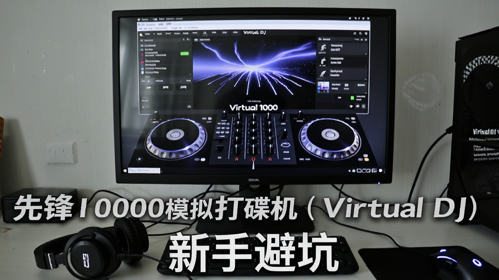 һ��չʾ�ȷ�1000ģ��������Virtual DJ���ڵ������������еĳ���ͼ��������������ʾ����Ļ��ʾ�������棬�Ա��ж�������꣬�������࣬����Ϊ�����ӽǣ����дʵ�����ϸ�ڰ�����Ļ���⡢�����ߡ����ָʾ�ƣ����������ɾ������������ֱ�ע���ȷ�1000ģ��������Virtual DJ�����͡����ֱܿӡ����޶���Ԫ�ء�