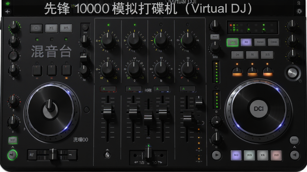 һ��չʾ�ȷ�1000ģ��������Virtual DJ������̨��Ч��������ͼƬ���������������������еĻ���̨���򣬰��������ֱ���ӡ�Բ����ť��Ч������ť��LEDָʾ�ƣ����ֽ������򣬷��Ϊ��ɫרҵ��Ƶ�������棬ϸ�ڰ�����ť�̶ȡ����ӻ��졢��ť�߹⣬���������ɾ������������ֱ�ע���ȷ�1000ģ��������Virtual DJ�����͡�����̨�����޶���Ԫ�ء�