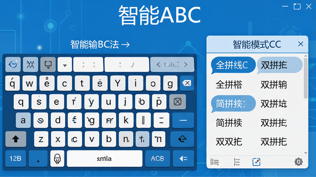 ����ABC���뷨����չʾͼ��������չʾȫƴ����ƴ��˫ƴ��������ģʽ�ĶԱ�ʾ�⣬���Ϊƴ��������̲��֣��Ҳ�Ϊ��ѡ���б������Ϊ��ƽ���Ƽ��磬ɫ��������䣬ϸ�����������ʸɾ����������ơ�����ABC����Ϊ��������ڻ��涥��