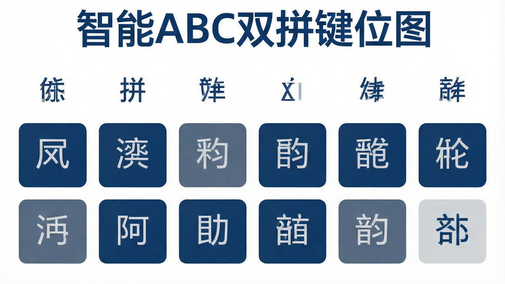 ����ABC˫ƴ��λͼʾ��ͼ����������չʾһ��˫ƴ��λ���ձ���ÿ����ĸ����Ӧһ����ĸ����ĸ������Ϊ��ɫ��������������ɫΪ������ǳ�ң������רҵ�������С�����ABC˫ƴ��λͼ�����⣬���ʸɾ����޶���װ��