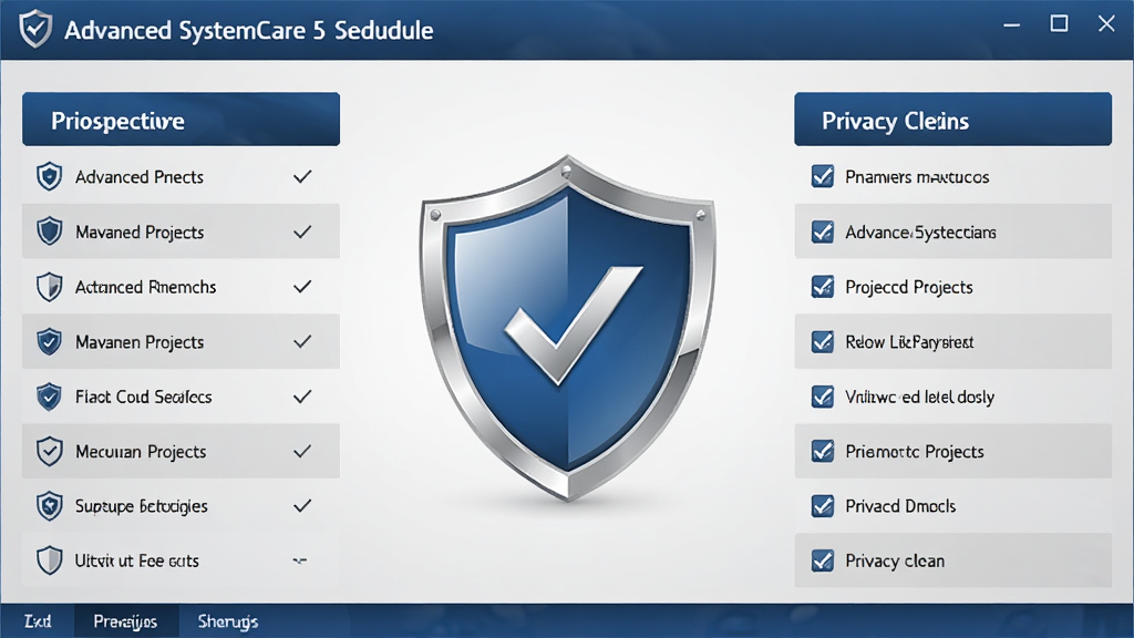 һ��չʾ Advanced SystemCare 5 ��ȫ����ģ��Ľ���ͼ������Ϊ�����еĶ���ͼ������˽����ѡ���б�������Ϊ���ж��ƣ����ܻ��Ʒ�����Ŀ�����Ϊ���������Ҵ��䣬���ؿɿ���ϸ���϶����й���У��б����й�ѡ�򣻻��ʸ��壬�����ɾ�