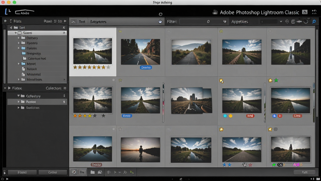 һ��չʾ Adobe Photoshop Lightroom Classic ͼ��ģ�����ܼ������ܵĳ���ͼ���������������������е�ͼ��������ͼ����������ʾĿ¼���ļ��С��ղؼУ������ǹ������������ı������ԡ�Ԫ����ɸѡ�������м��Ǵ��Ǽ�����ɫ��ǩ����Ƭ����ͼ������Ϊȫ������չʾ�����Ϊ�ִ���Ӱ�����ҷ��ϸ�ڰ�������ͼ�ϵ��Ǽ���ǡ���ɫ��ǩ��ɸѡ��������������Ϊ���壬�ɾ����޶���Ԫ�ء�