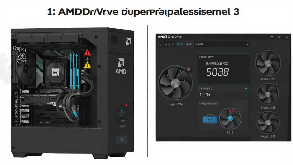 һ��չʾAMD OverDrive��Ƶ�������̵�ʾ��ͼ������Ϊ�����������������棬����Ϊ���ҶԱȣ��Ű�Ϊ����ʽ�����Ϊ��ƽ���廭��ϸ�ڰ����¶Ⱦ�ʾ��־��Ƶ����ֵ������ͼ�꣬�����������ɾ����޶���Ԫ��