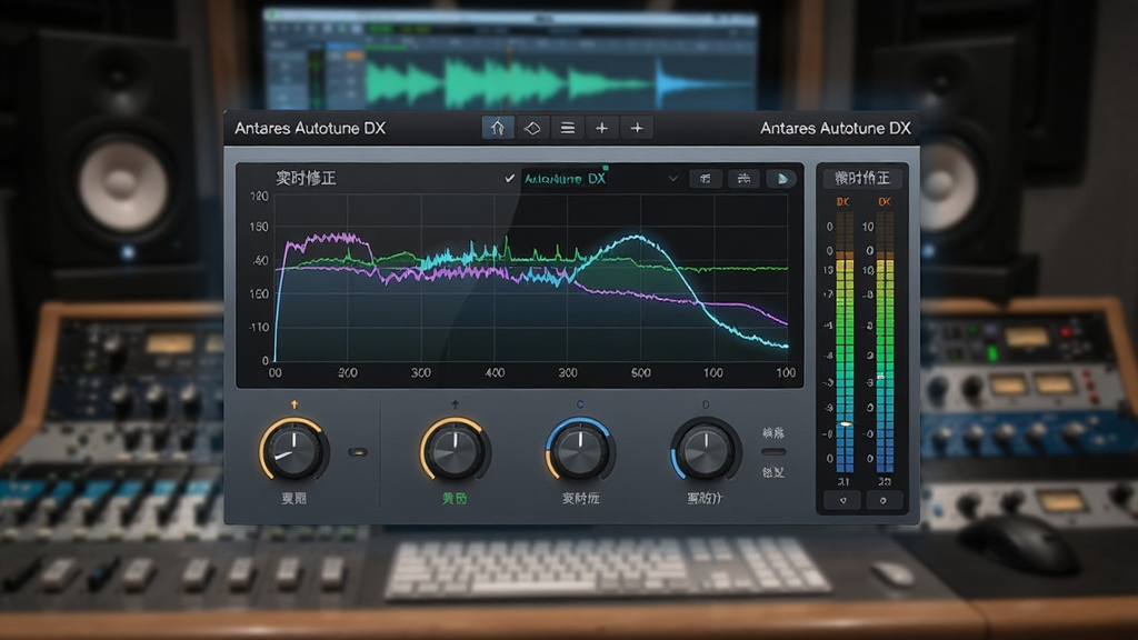 һ������������������չʾͼ������������ Antares Autotune DX �������������������Ƶ����վ�Ϸ�����������ʾʵʱ��������������ָʾ������Ϊ������У�������ģ����¼�������̨���Ű�ͻ�������ʵʱ�������򡣷��Ϊ�ִ��Ƽ��У�ϸ�ڰ����������ߡ�������ť���ƽ�������������ɾ����޶���Ԫ�أ����������ֱ������ 