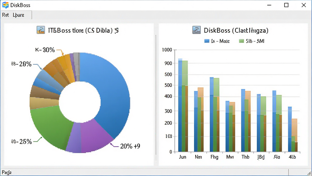 DiskBoss ���̿ռ��������չʾ������Ϊ���������еı�״ͼ����״ͼ�������ڴ������룬�Ű����������Ϊ���ݿ��ӻ���ϸ�ڰ�����ͬ��ɫ�Ĵ洢��Ͱٷֱȱ�ע�����ʸ��壬�ɾ����޶���Ԫ��