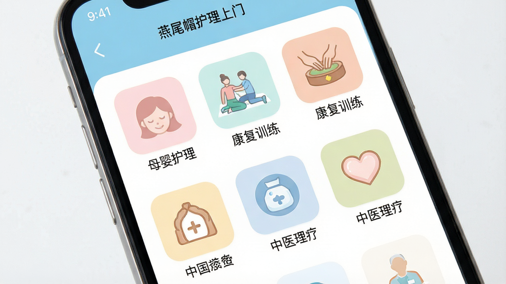 һ��չʾ��βñ��������APP�����б�ҳ���ͼƬ���ֻ���Ļ�ڳ�������״���еķ�����Ŀͼ�꣬����ĸӤ����������ѵ������ҽ���Ƶȣ�ͼ�����ͳһ��ɫ����ͣ��������룬������£����ʸ��壬�ɾ�����