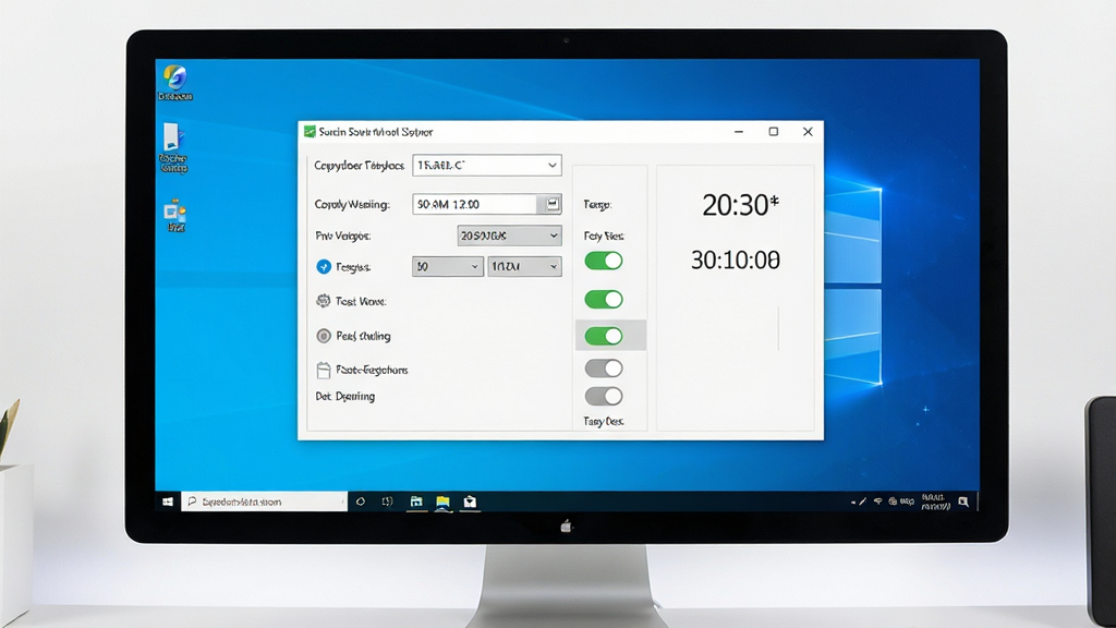 ���Զ�ʱ���ػ��������ý���չʾ������Ϊһ̨Windows������Ļ����Ļ����ʾ���ܿ��ػ������������б����棬����Ϊ����չʾ�������ڣ��Ű����������Ϊ��Լ�Ƽ��磬ϸ�ڰ���ʱ�������������񿪹ذ�ť������ʱ���֣����ʸ��壬�ɾ����޶���Ԫ��