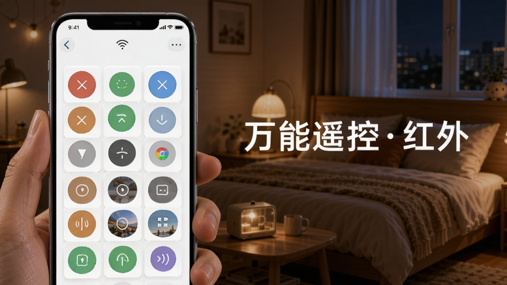 һ��չʾ����ң�غ����Զ��尴���볡�����ܵ�ͼƬ���������ֻ���Ļ��ʾ�Զ���ң����壬�п���ק�İ����ͳ���ģʽ��Ƭ��������ҹ�����һ����������ܰ���ʣ�ϸ�����������ʸɾ���ͼƬ�д������֡�����ң�غ��⡱
