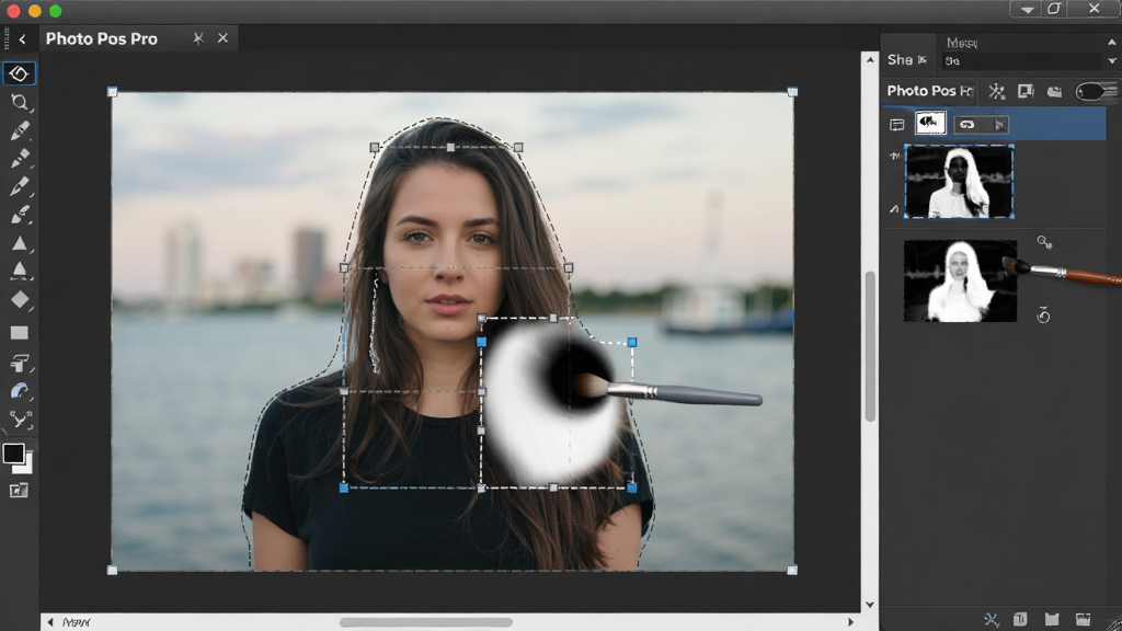 һ��չʾ Photo Pos Pro ͼ�����ɰ��ͼ���ܵ�ͼƬ�������д�һ��������Ƭ�������ѱ��ٳ����������±����ϣ�ͼ�������ʾ�ɰ�����ͼ�����ʹ��������ɰ���ͿĨ�����沼��Ϊ��๤�������Ҳ�ͼ����塢�м�༭�������Ϊ��ʵ����������ͼ��ϸ�ڰ���ѡ�����ߡ��ɰ�ڰ����򣬻����������ɾ����޶���Ԫ��