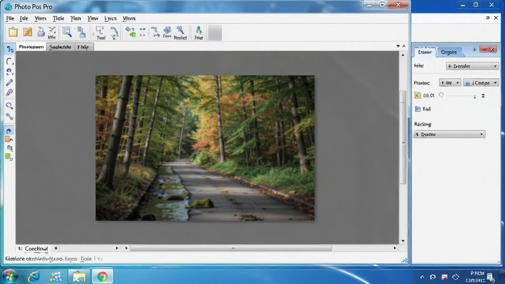 һ��չʾ Photo Pos Pro �� Windows ���������е�ͼƬ����������������������ʾ�����ڱ༭һ����Ƭ����Ļ���½���ʾϵͳ����ͼ�꣬������Ϊ��ʵ���������ͼ��ϸ�ڰ������������������ڡ��༭�е�ͼƬ�������������ɾ����޶���Ԫ��