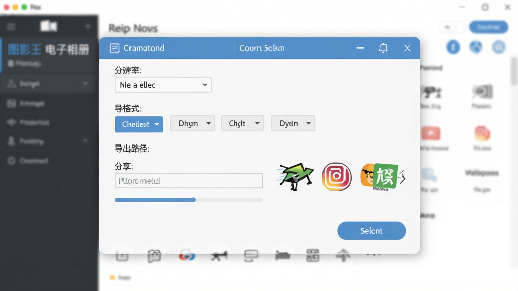 ͼӰ��������ᵼ���������棬����չʾ�����������ô��ڣ������ֱ��������˵�����ʽѡ��ť������·������������ƽ̨ͼ�꣬����Ϊ�����������黯Ч�����������ִ���ƽ��������������ϸ�ڰ�����������ȷ�ϰ�ť��ƽ̨Logo�����ʸ��壬�ɾ��޶���Ԫ��