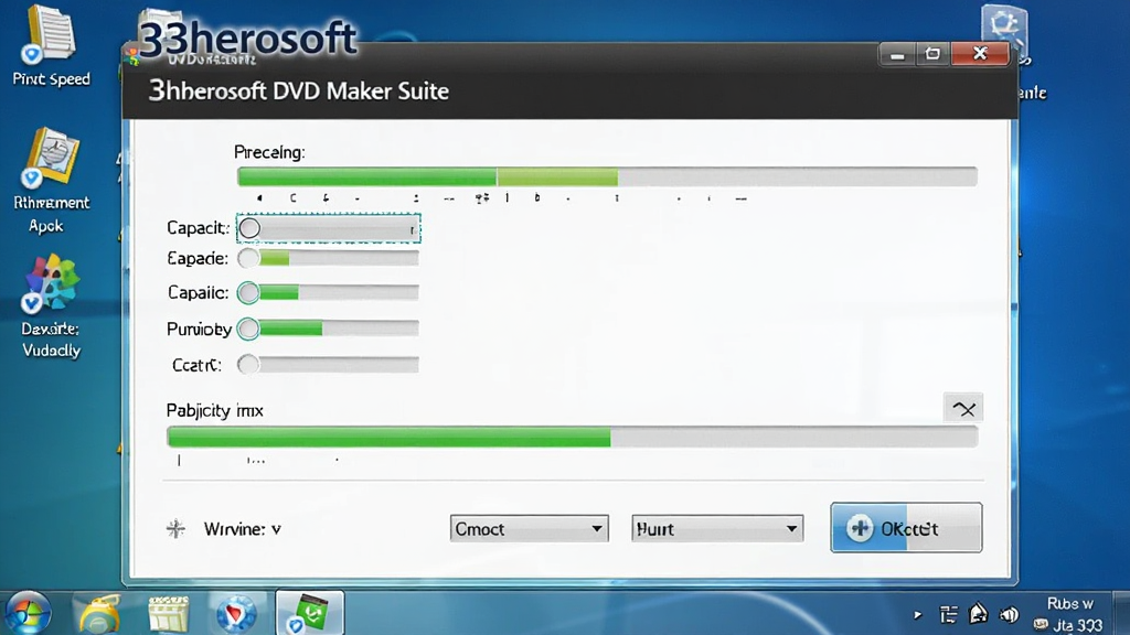 һ��չʾ3herosoft DVD Maker Suite��¼���ý����ͼƬ������������������ʾ��¼�ٶ�ѡ����������������Ϳ�¼��ť��������Windows���滷�������Ϊ����������ͼ���ϸ�ڰ�������ָʾ���Ϳ�¼�豸ѡ�������˵��������������ɾ����޶���Ԫ��