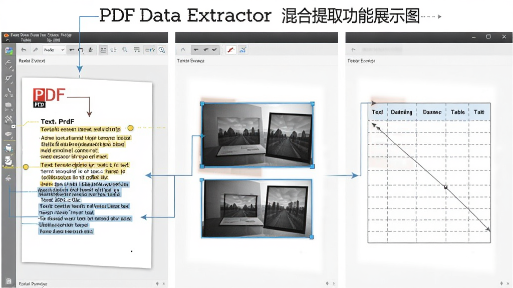 A-PDF Data Extractor �����ȡ����չʾͼ������Ϊ���������� PDF �ĵ������Ϊ�ı��顢ͼƬ�������������ֵ�ʾ��ͼ������Ϊ��������չʾ�����Ϊ��Ϣͼ���磬ϸ�ڰ����ı��и�����ͼƬ����ͼ�߿򡢱��������ߣ������������ɾ����޶���Ԫ��