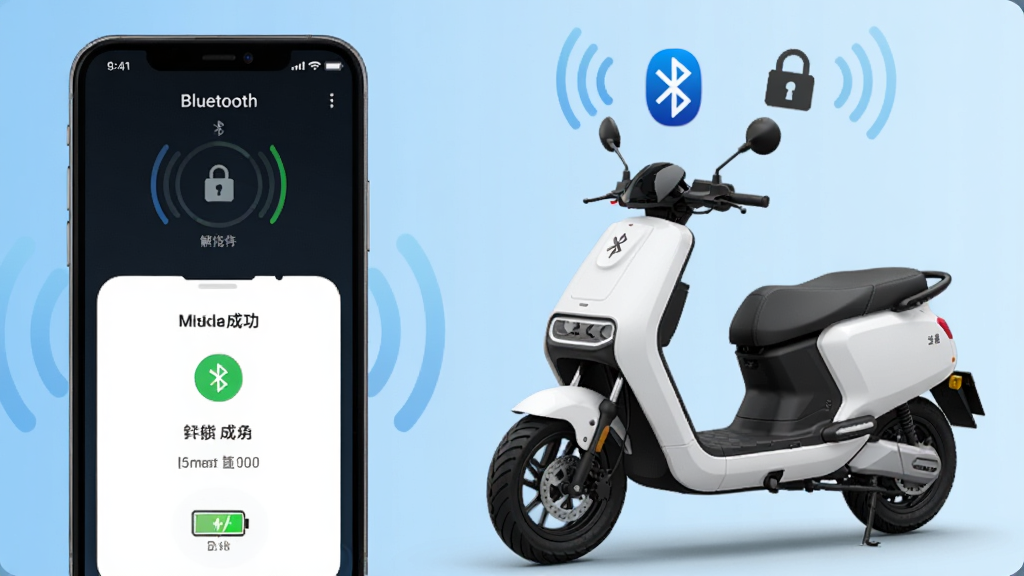 ������е綯�����ܿ��ƹ���չʾͼ���������Ϊһ���ֻ�����Ļ����ʾ��������״̬������ɹ����棬�Ҳ�Ϊһ����ɫ�綯̤�峵�������Ϸ���������ͼ��������ͼ�꣬����Ϊǳ��ɫ���䣬�������ҷ����������Ƽ��У�ϸ�ڰ����źŲ��������ָʾ�����ʸ��壬�ɾ����޶���Ԫ��