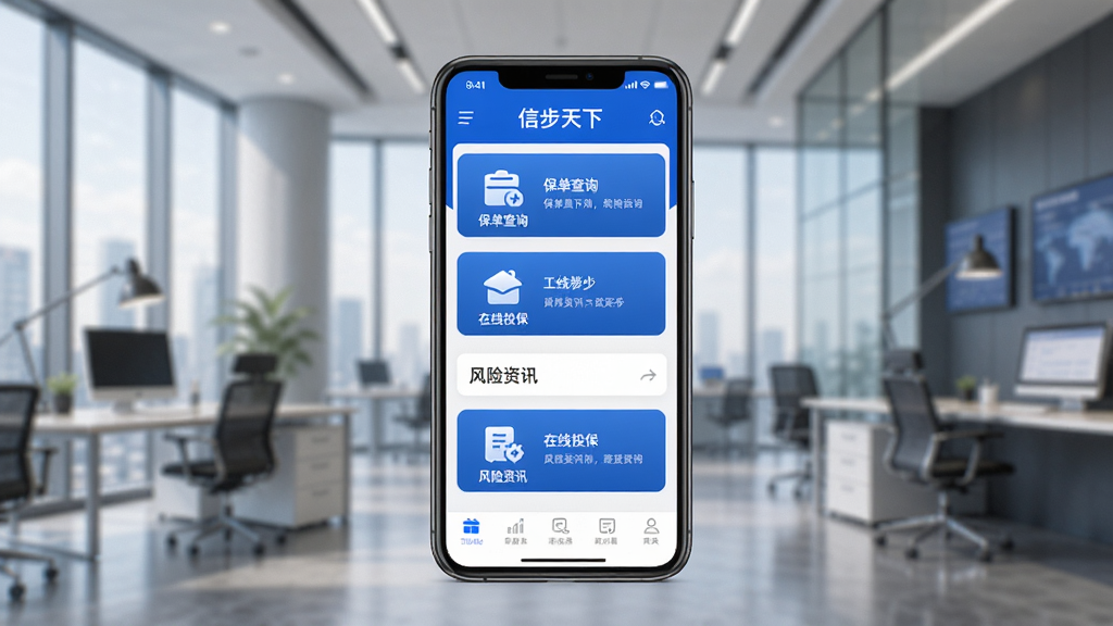 �Ų�����APP������չʾ������������һ�������ֻ�����Ļ����ʾ�Ų�����Ӧ����ҳ������������ѯ������Ͷ����������Ѷ��ģ�飬����Ϊ�ִ�����칫���������ּ�����������רҵ���أ�ϸ�ڰ�����ɫ��ɫ����ͼ�꾫�¡����������ɱ棬���ʸ��壬�ɾ��޶���Ԫ��
