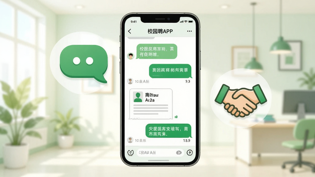 һ��չʾУ԰ƸAPP���칵ͨ����Ĳ廭���������ֻ���Ļ��ʾ������Ի�����������Ϣ�ͼ����ļ����䣬�ֻ��Ա��жԻ����ݺ�����ͼ�꣬���������������ڻ�����������Ѻã�ɫ������ɫ�Ͱ�ɫΪ����ϸ�ڷḻ�������������ɾ����࣬�޶���Ԫ��