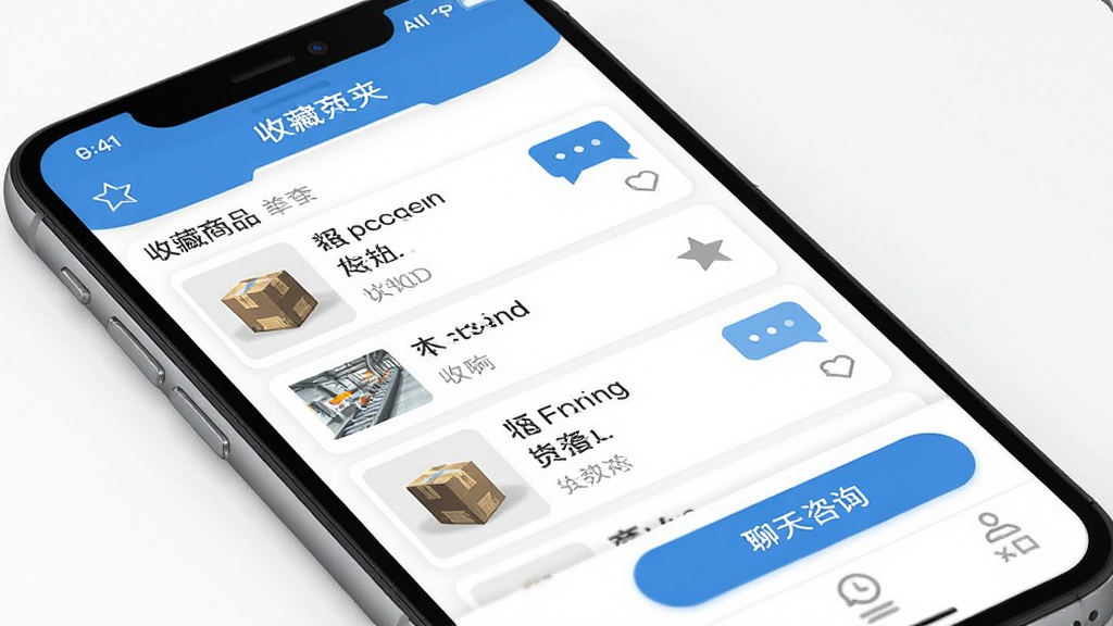 һ��չʾ������Դ��APP���ղؼ��빩Ӧ����ϵ�����ͼƬ����������Ϊ�ֻ���Ļ����Ļ����ʾ�ղ���Ʒ�б���������ѯ��ť������Ϊ���½ṹ�����Ϊ��ˬ������APP��ƣ�ϸ�ڰ����ղ�ͼ����Ի��򣬻��ʸ��壬�ɾ����޶���Ԫ��