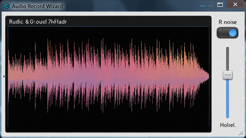 һ��չʾ Audio Record Wizard ʵʱ������ʾ�뽵�빦�ܵ�ͼƬ��������������������ʾ��ɫ����Ƶ����ͼ���Ա��н��뿪�ذ�ť���������ڻ��飬������Ƽ���ʮ�㣬�����������ɾ��޶���Ԫ��