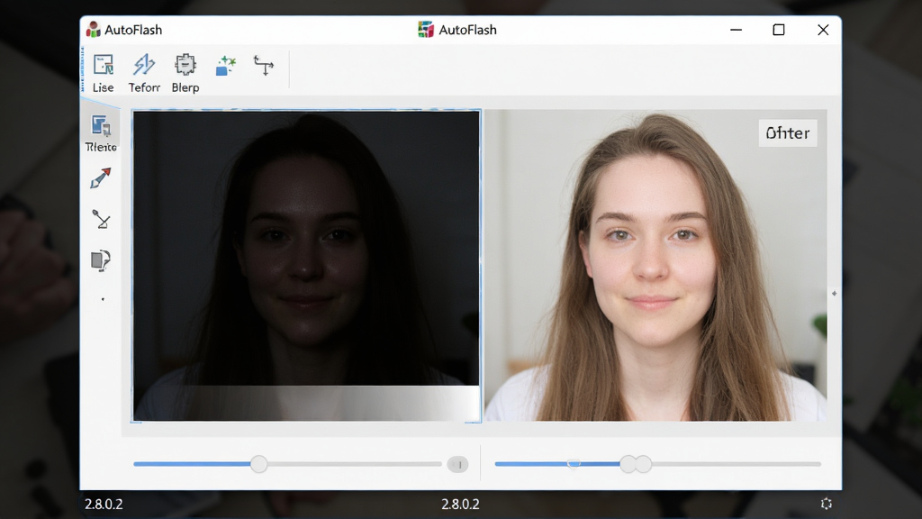 һ��չʾ AutoFlash �����������ͼƬ�����������������������ڣ���������ʾһ��������Ƭ�����Զ������Ż�ǰ��ĶԱ�Ч�������Ϊԭͼƫ�����Ҳ�Ϊ�Ż���������Ȼ������ײ��а汾�� 
