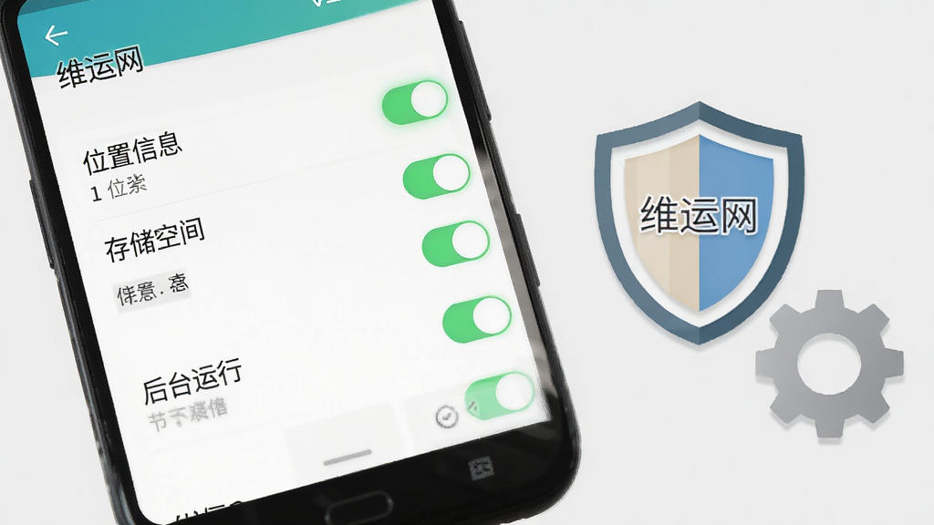 ����Ϊһ����׿�ֻ���Ļ��д����Ļ����ʾά����APP��Ȩ�����ý��棬��ѡ��Ŀ������λ����Ϣ�����洢�ռ䡱����̨���С��ȣ��ֻ��Ա߷���һ������ͼ�������ͼ�꣬����Ϊǳ��ɫ�����Ϊ��ƽ��˵��ͼ��ϸ�ڰ���Ȩ�޿��ص���ɫ����״̬�����ֱ�ע��ά����������������������ɾ����޶���Ԫ��