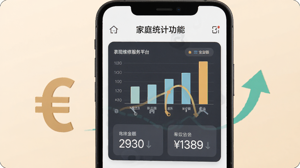 һ�ű��ּ�ͥά�޷���ƽ̨(�̼Ҷ�)����ͳ�ƹ��ܵ�ͼƬ���ֻ���Ļ����ʾ��״ͼ�ͽ�����֣��Ա�������ҷ��ź�������ͷ����������͵���ɫ��������£����ʸɾ���ͻ�����ݿ��ӻ�Ч��