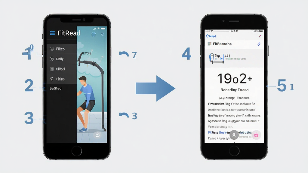 һ�� FitRead ʹ�ý̳�ʾ��ͼ������Ϊ�ֻ���Ļ����չʾ�����Ϊ FitRead ���ý��棬�Ҳ�Ϊ�Ķ���ʱ���棬�м��ü�ͷ���ӣ�����Ϊ���ҶԱȣ�����Ϊǳ��ɫ������ƽ����Ϣͼ��ϸ����ÿ���������������ţ������������ɾ��޶���Ԫ��