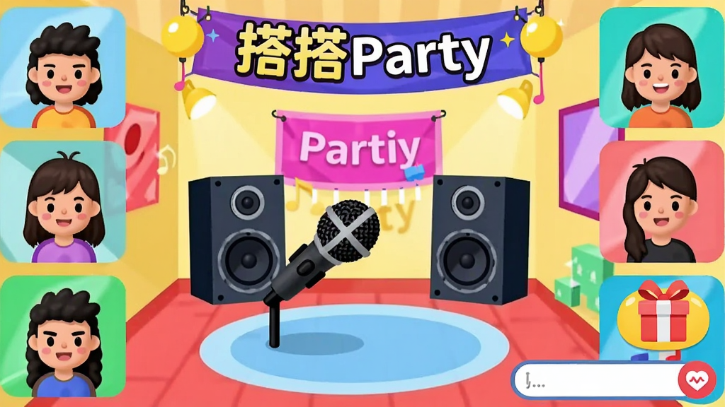 һ���ԡ����Party��Ϊ����Ĳ廭������������һ�������ɶԷ��䳡����������������˷�����䣬���ֲܷ��Ŷ����ͨ����ͷ����������û������ֲ��û���ʽ��ͼ�����Ϊ������õ�ʸ���廭��ϸ�ڰ������䶥���������������½ǵ����ﰴť����������򣬻��ʸ���ɾ����޶���Ԫ��