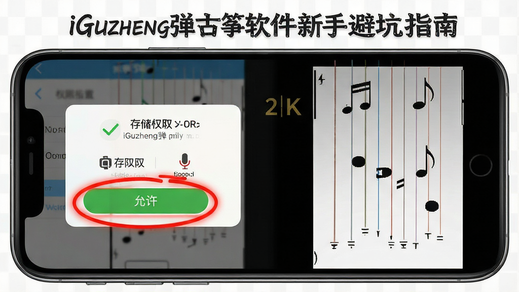 һ��չʾiGuzheng�������������ֱܿ�ָ�ϵ�ʾ��ͼ������Ϊһ���ֻ���Ļ����ʾȨ�����ý��������׸������棬����Ϊ���Ȩ�޵������Ҳ�����������棬�Ű���Ȩ�ް�ť�ú�ɫ������ע�����Ϊ�̳�˵�����ϸ�ڰ�������������ť����ɫ�Թ����洢Ȩ��ͼ�ꡢ��˷�ͼ�ꡢ��������������Ϊ2K���塢�ɾ����޶���Ԫ��