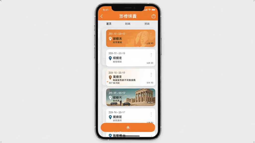 ����չʾ���óȽ��ҡ�Ӧ�����г�ʱ������棬�����г̿�Ƭ�������У���Ƭ�ϱ�ע������ص㣻����Ϊǳ��ɫ�������г�ɫ���������ײ������Ӱ�ť�����ü�ԼUI����Ű����룬ϸ�����������ʸɾ����޶���Ԫ�ء�