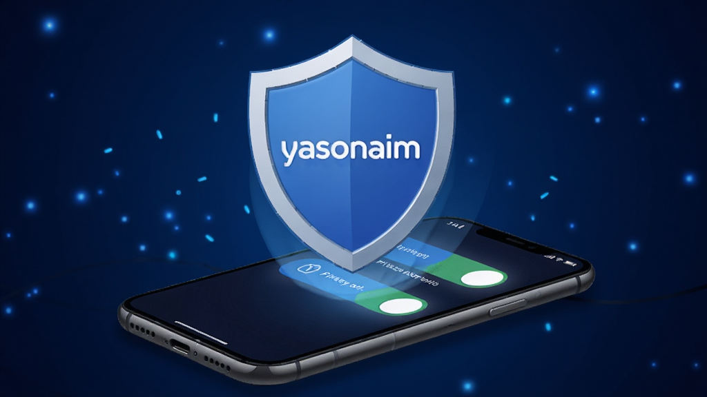 һ��������״��ͼ���������ֻ��Ϸ�����������д�š�yasonaim�����ֻ���Ļ��ʾ��˽������صĿ��ذ�ť������Ϊ����ɫ���䣬���пƼ��еĹ�㣬����ɾ�������������ͻ����ȫ�뱾�ػ��ĸ��