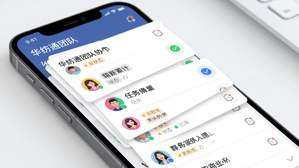 ����ͨ�Ŷ�Э�����棬����չʾ�ֻ���Ļ�ϵ�����ָ�ɿ�Ƭ����Ϣ�б���ͷ���״̬��ǩ�����ɼ�������Ϊ������Ƭ�ѵ������Ϊ�ִ��칫UI��ϸ�ڰ����Ѷ���ѡ��ǺͲ�ɫͷ�񣬻��ʸ��壬�ɾ����޶���Ԫ��