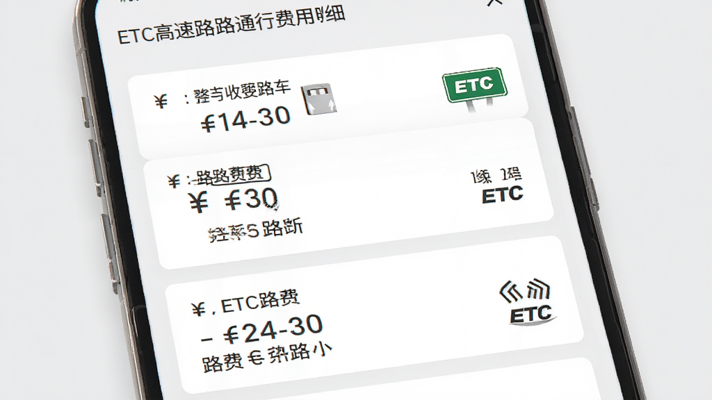 ����·ETCͨ�з�����ϸչʾҳ�棬�ֻ���Ļ���Կ�Ƭ��ʽ�г���ͬ�г̵��շѽ����·����Ϣ������Ϊǳ��ɫ�����Ϊ�ִ������Լ�磬ϸ�ڰ�������ҷ��š����ٹ�·ָʾ�ơ�ETC��Ӧͼ�꣬���ʸ��壬����ɾ����޶���Ԫ��