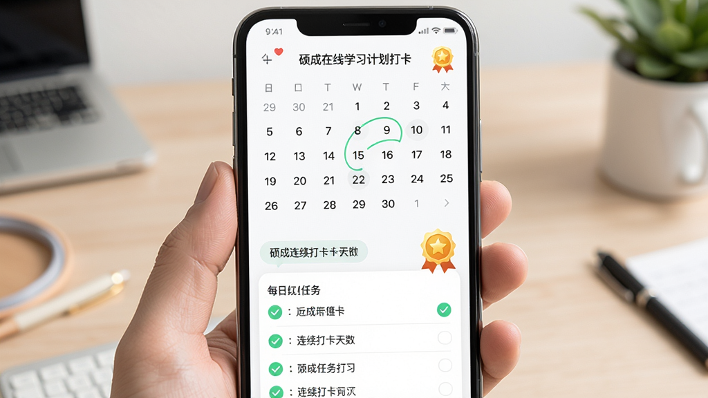˶������ѧϰ�ƻ��򿨽��棬�ֻ���Ļ��ʾ������ͼ��ÿ�������б�������Ϊ���������������£��Ű�����������ѧϰ��Ӧ�ã�ϸ�ڰ�����ɹ�ѡ���������������ɾͻ��£������������ɾ����޶���Ԫ��