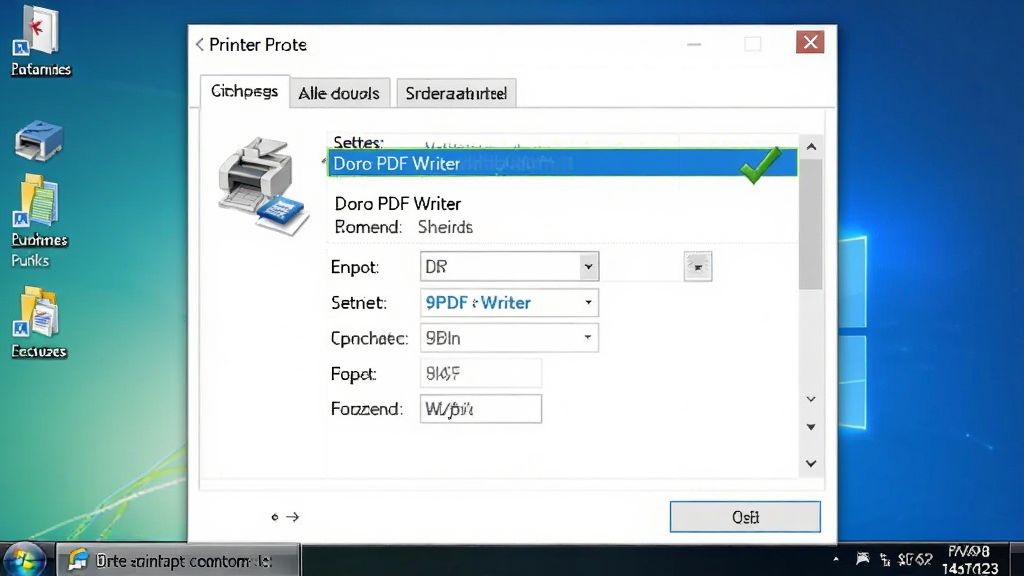 ������Ļ����ʾ��ӡ�����Դ��ڣ������ڸ�����ʾ��Doro PDF Writer���豸���ƣ��Ա�����ɫ�Թ���ʾ��������������ΪWindows���档���־��У����дʵ������ͼ�磬ϸ�ڰ�����ӡ��ͼ�ꡢ���Ա�ǩҳ���˿��������������������ɾ����޶���Ԫ�ء�