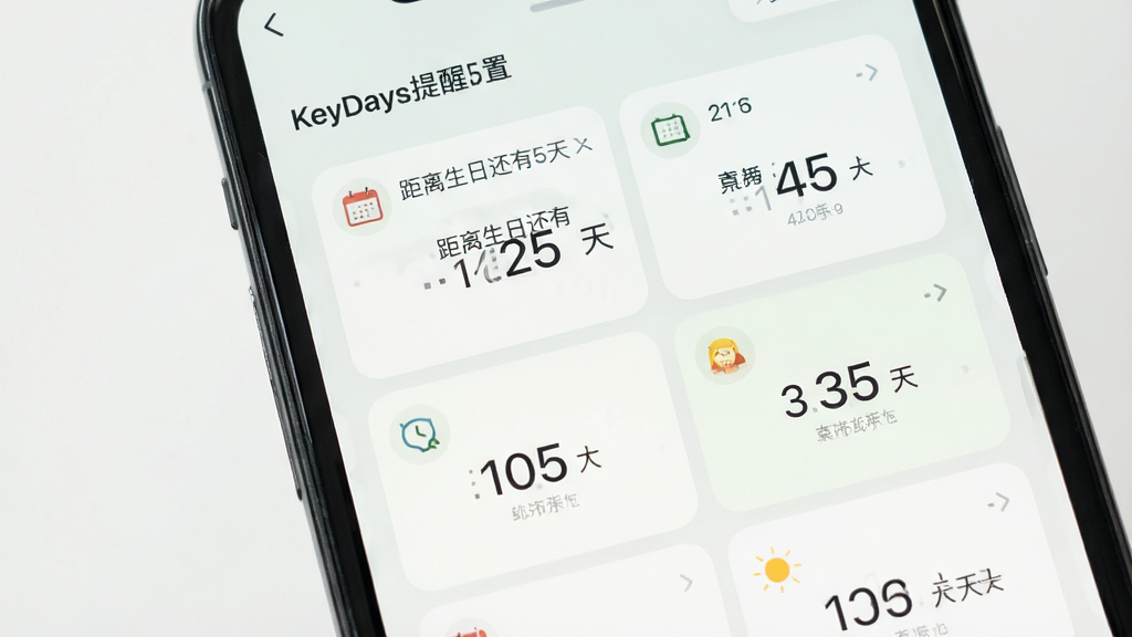 KeyDays�����������ý��棬�ֻ���Ļ��ʾ�������ʱ��Ƭ����Ƭ�ϱ�ע