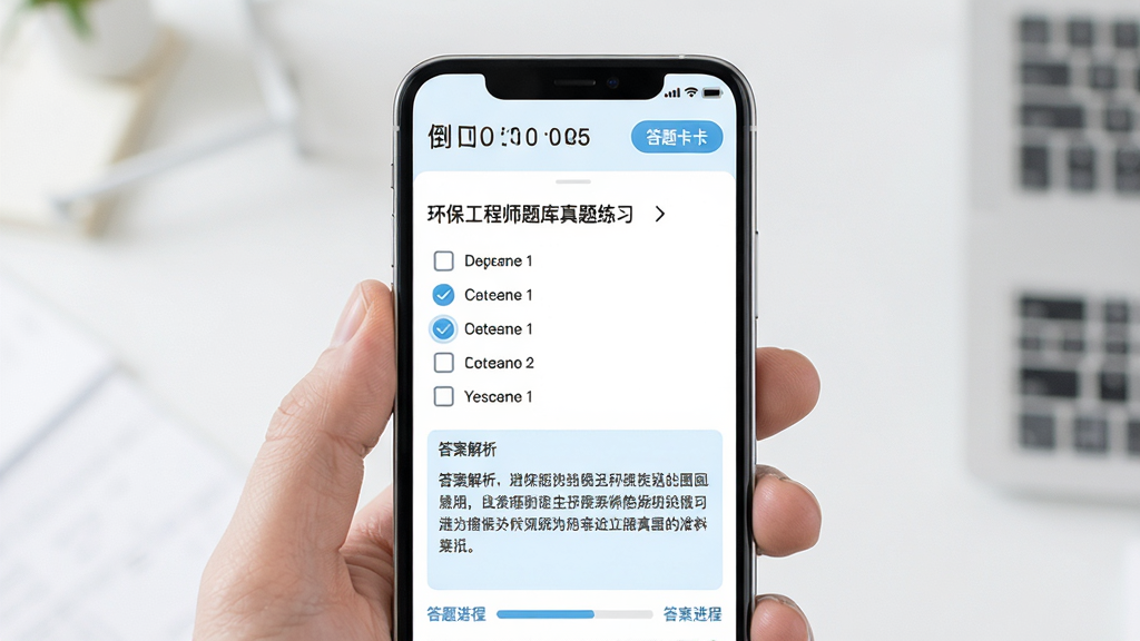 ��������ʦ���������ϰ���棬��������Ϊ�ֻ���Ļ����Ļ����ʾһ����ѡ�����ĸ�ѡ�ѡ���·��д𰸽������򣬽������������ɼ�����Ļ�Ϸ��е���ʱ����⿨��ť����ɫ�԰�ɫ��ǳ��ɫΪ������������࣬ϸ������ʾѡ��ѡ��ĸ���״̬����������������ɾ�������Ԫ�أ����廭��