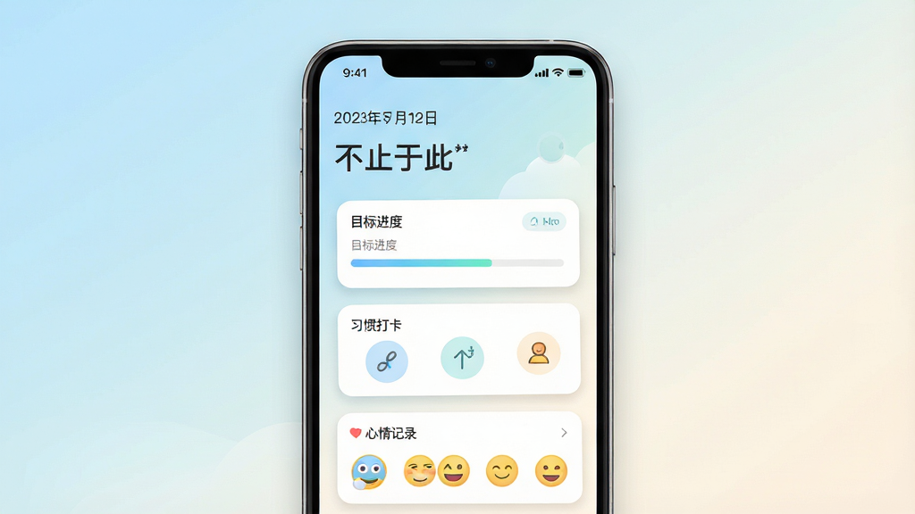 һ�Ÿ�����ֻ�Ӧ�ý���չʾͼ������������һ���ִ������ֻ�����Ļ��ʾ����ֹ�ڴˡ�APP����ҳ��ҳ�沼��Ϊ���������ں��ʺ���м��ǿ�Ƭʽ��Ŀ���������ϰ�ߴ�ԲȦ���ײ��������¼���������Ű������׳��㣬���Ϊ���¼�Լ�ı�ƽ����ƣ�ϸ�ڰ�����͵Ľ��䱳����΢С����Ӱ�����������ɾ����޶���Ԫ�أ�����ɫ����ǳ����ů��Ϊ����