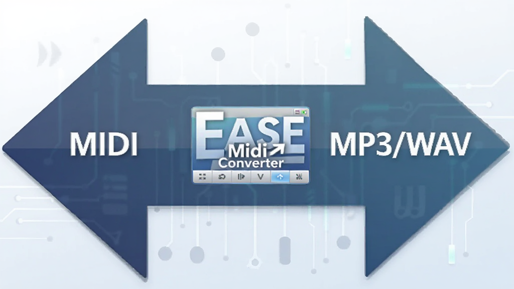 ����չʾһ��˫���ͷͼ�꣬����ע��MIDI���Ҳ��ע��MP3/WAV������ͷ�м��С�EASE Midi Converter��������ʶ������Ϊǳɫ���䣬�����Ƽ��У����ʸɾ����޶���Ԫ��