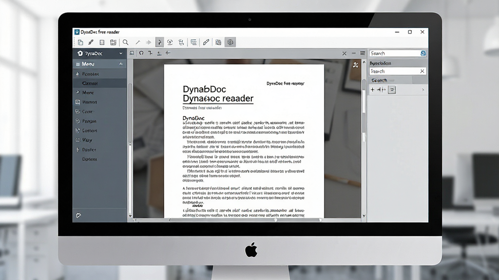 һ��չʾDynaDoc free reader��������Ĳ�ƷԤ��ͼ�������ǵ�����Ļ����򿪵ĵ����ĵ��Ķ����ڣ����ֲ��þ��й�ͼ����Ļ���ܻ����ż��������������Ͳ˵�ѡ��Ű�����չʾ�ĵ���������Ͳ�ߵ����������Ϊ�ִ�����칫���ϸ�ڰ����ĵ�ҳ�桢�����������ſ��ư�ť��������Ƚ���Ԫ�أ����ʸ��壬�ɾ����࣬�޶���Ԫ�ء�