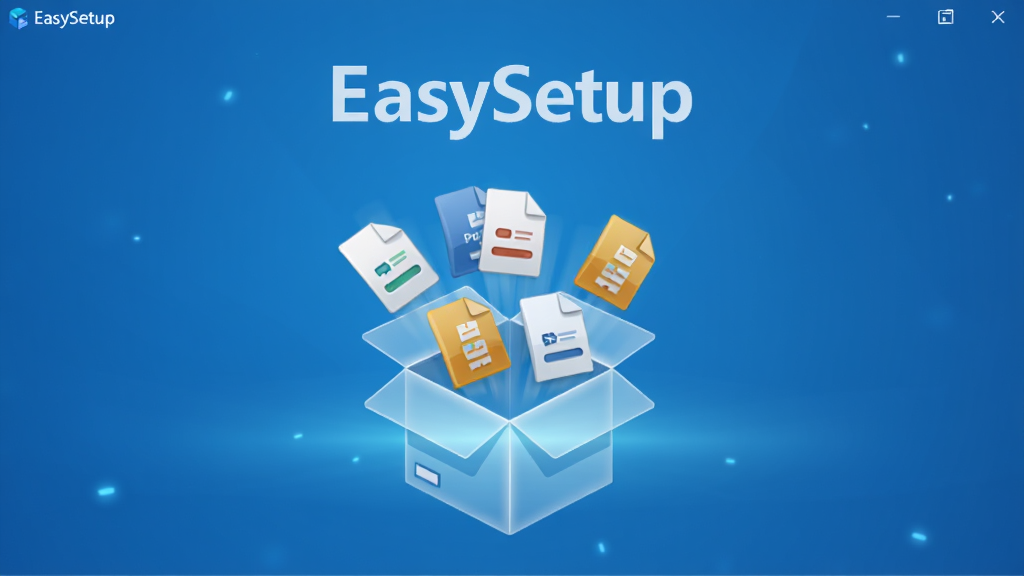 ����չʾ EasySetup �������������ܴ�������������У�����ļ�ͼ���Զ�����һ�����������У�������ʾ EasySetup ����������Ϊ�Ƽ�����ɫ���䣬��������������ִ���Լ�����ʸɾ����޶���Ԫ��