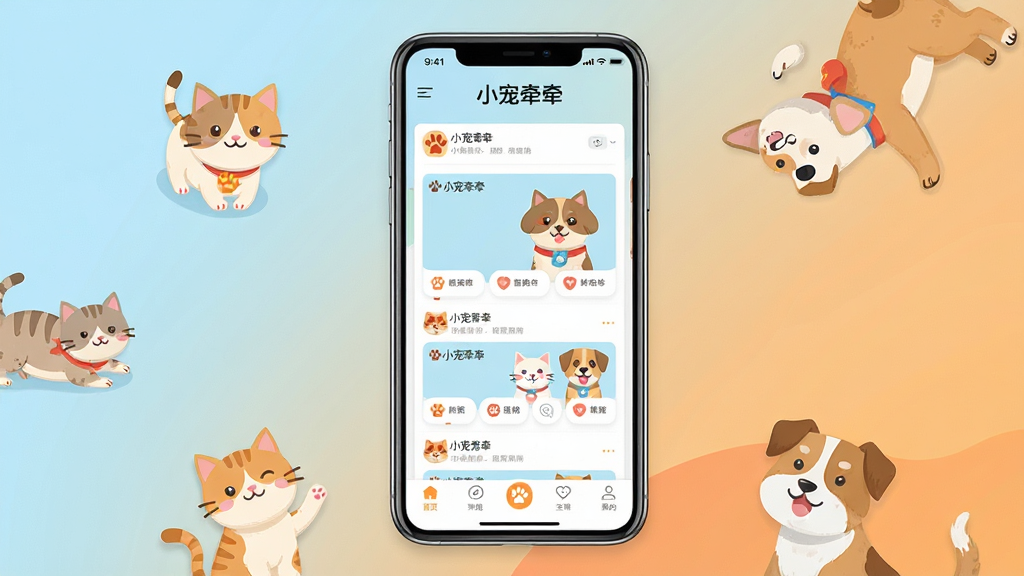 һ��չʾС��ǣǣAPP������ֻ�����ͼ������������һ�����������ֻ�����Ļ����ʾС��ǣǣ������ҳ�������С�С��ǣǣ�����ֱ�ʶ���в��ǳ��ﶯ̬��Ϣ����Ƭ���ײ��ǵ��������ֻ���Χɢ�伸ֻ�ɰ���è����ͨ���󣬱���Ϊ������ů�Ƚ��䣬�������������죬��ƽ����ƣ�ϸ������������ɾ����޶���Ԫ�أ����廭��