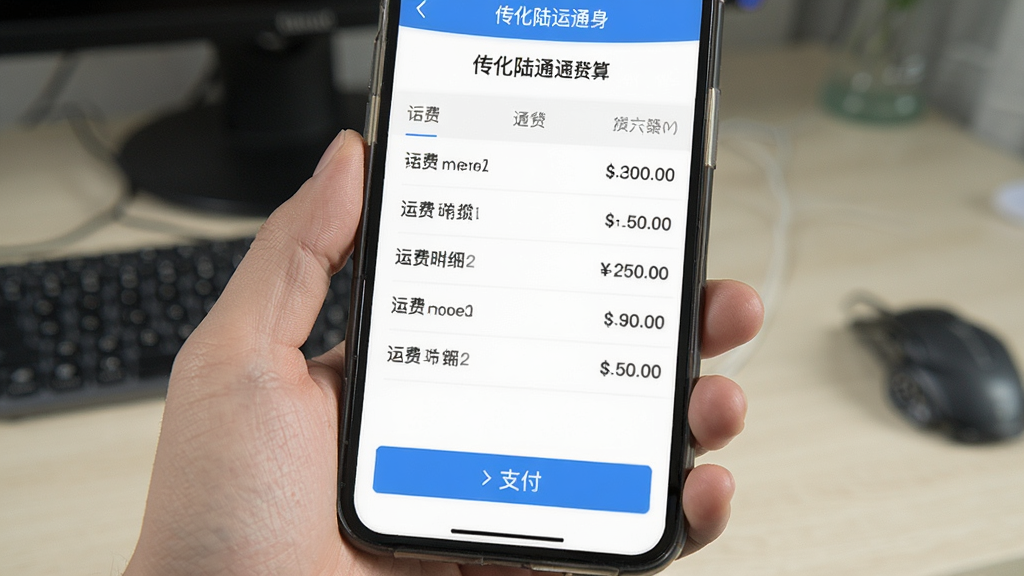 ����½��ͨ�˷ѽ���ҳ�棬�ֻ���Ļ��ʾ�˷���ϸ�б���֧����ť�����������ˣ���ɫ��ťͻ����������ɫ�������������ɾ��޶���Ԫ��