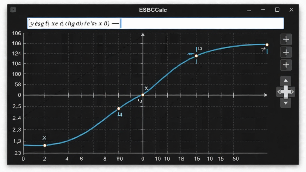 һ��չʾ ESBCalc ������ͼ���ڵ�ͼƬ����������Ϊ�����������ϵ��һ��ƽ�����ߴ��������ᣬ�����Ϸ���ʾ��������ʽ������Ҳ���������ƽ�ƿ��ư�ť��������Ϊ��ɫ����������ɫ���ߣ�����Ϊ���½ṹ��ϸ�ڰ�������̶������߽����ǣ����ʸ��壬�ɾ����޶���Ԫ��
