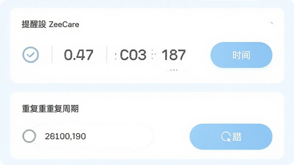 ����Ϊ ZeeCare �������ý��棬����Ϊ���½ṹ���Ϸ�Ϊʱ��ѡ�������·�Ϊ�ظ�����ѡ��Ű����룬���Ϊ����ǳɫϵ��ϸ�ڰ���Բ�ι�ѡ��ǳ��ɫ������ť�����ͼ�꣬���ʸ��壬�ɾ����޶���Ԫ��