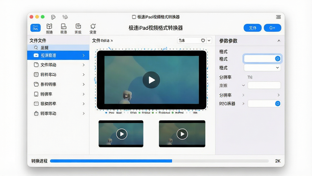 ����iPad��Ƶ��ʽת������������ȫòչʾ������Ϊ����������λ�ڻ������룬���ַ�Ϊ�������ܲ˵���������ļ��б������Ҳ�����������͵ײ�ת�����������Ű��������룬���Ϊ�ִ���Լ�Ƽ��磬ϸ�ڰ�����ɫ������ť����Ƶ����ͼԤ������ʽ����ѡ��ֱ���ѡ��򣬻��������ֱ�ע������iPad��Ƶ��ʽת������Ʒ�����ƣ�����Ϊ����2K���ɾ��޶���Ԫ��