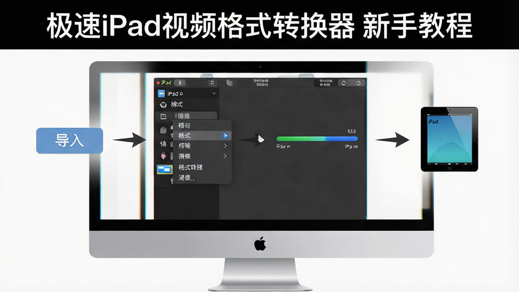 ����iPad��Ƶ��ʽת���������̳�ʾ��ͼ������Ϊ������Ļ��ʾ�����������棬����Ϊ�����������̴��������У��Ű��Ϸ���ע������iPad��Ƶ��ʽת���� ���ֽ̡̳������Ϊ����ѧ�磬ϸ�ڰ������밴ť����ʽѡ��˵�����������iPad�豸ͼ�ꡢ�����ͷ������Ϊ���壬�ɾ��޶���Ԫ��