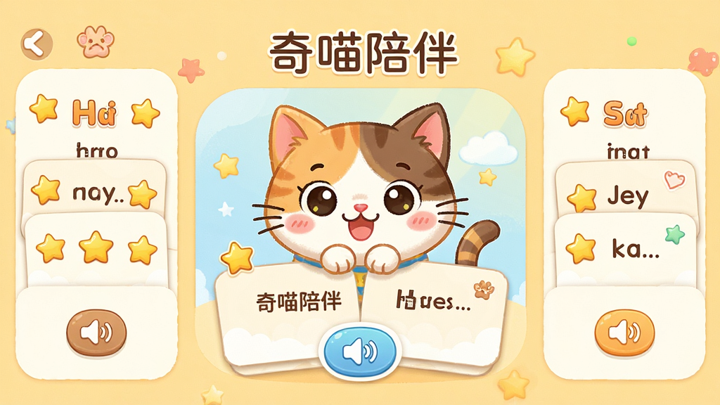 һ���ԡ�������顱Ϊ����Ķ�ͯӢ������Ӧ�ý���չʾͼ������Ϊ��ͨè��������ѧϰ��Ƭ������Ϊ�������Ӿ������๦��ģ�飬�Ű������������ܰͯȤ��ϸ�ڰ���Ӣ�ĵ��ʡ����ǽ�����������ť�����ʸ��壬�ɾ����޶���Ԫ��